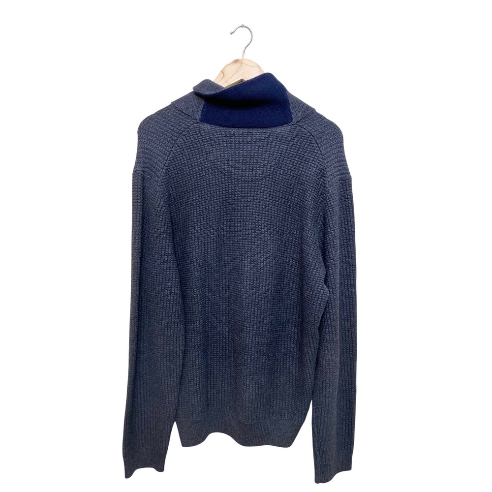 Jos. A. Bank 1905 Mens Gray Waffle Knit Shawl Collar Cotton Sweater Large - Picture 5 of 6